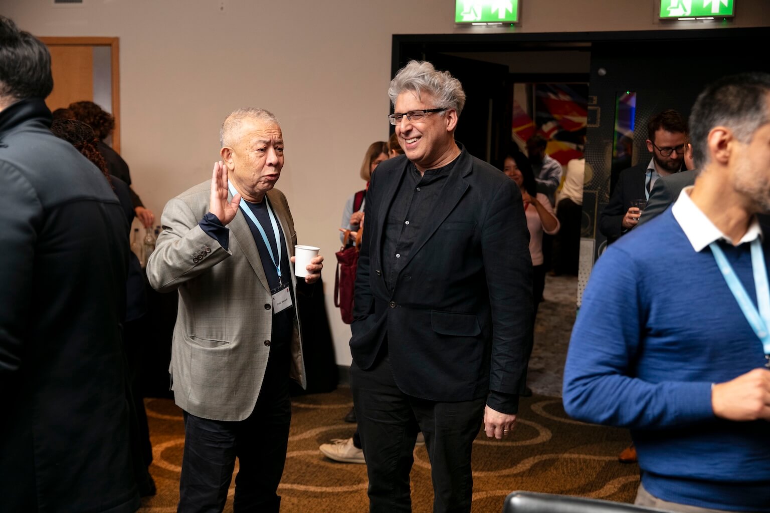 Peter Bennett, our benefactor, and Kamran Abbasi, editor in chief of The BMJ, chatting on day 1 of our OpenSAFELY symposium