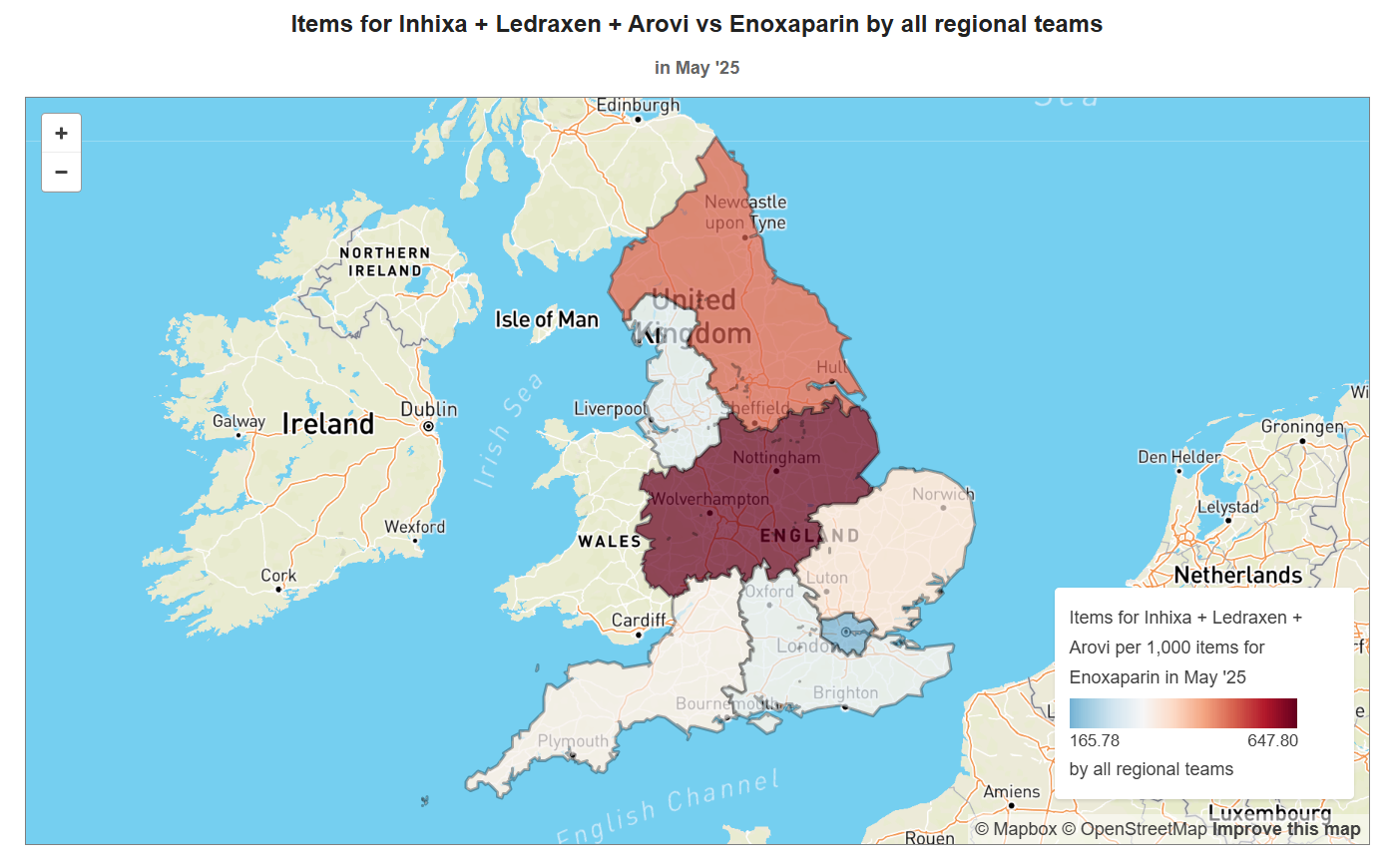 Biosimilar enoxaparin usage by NHS region