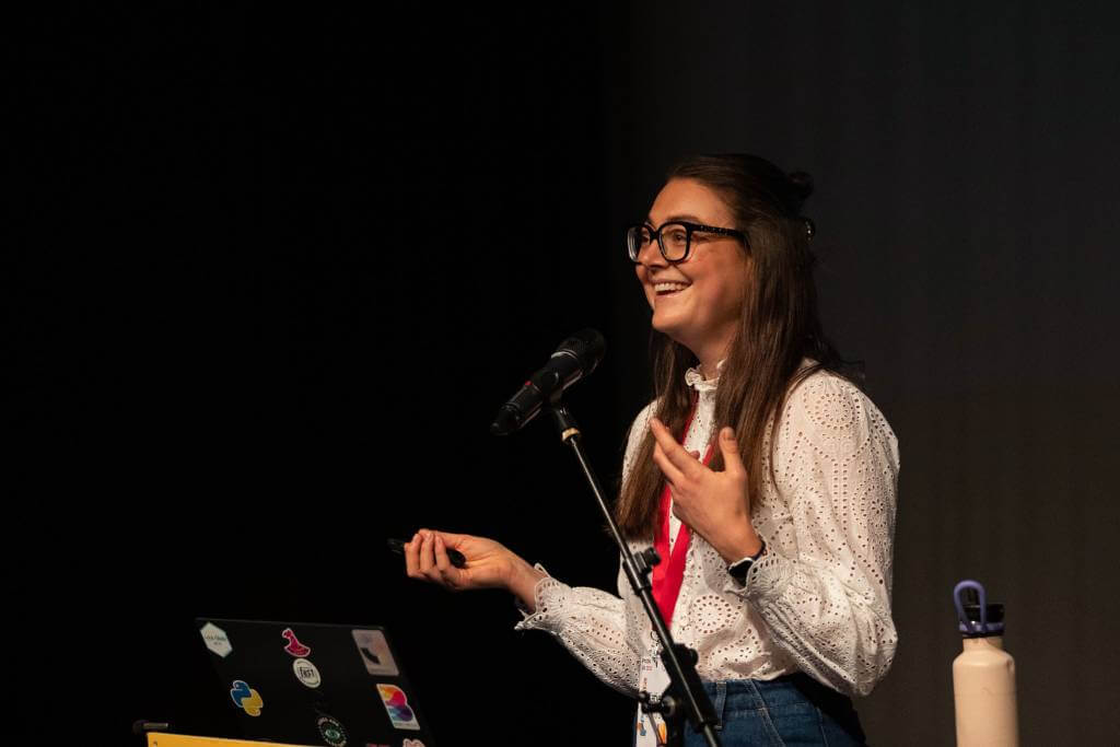 Katie giving her awesome talk.